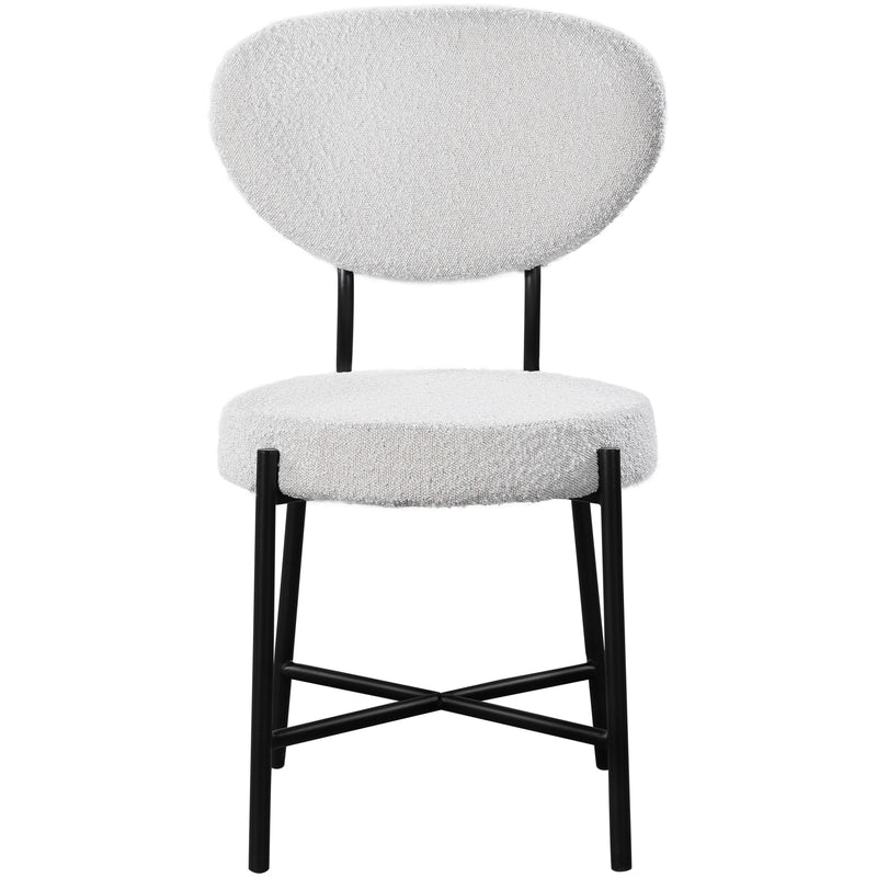 Meridian Allure Cream Boucle Fabric Dining Chair IMAGE 4