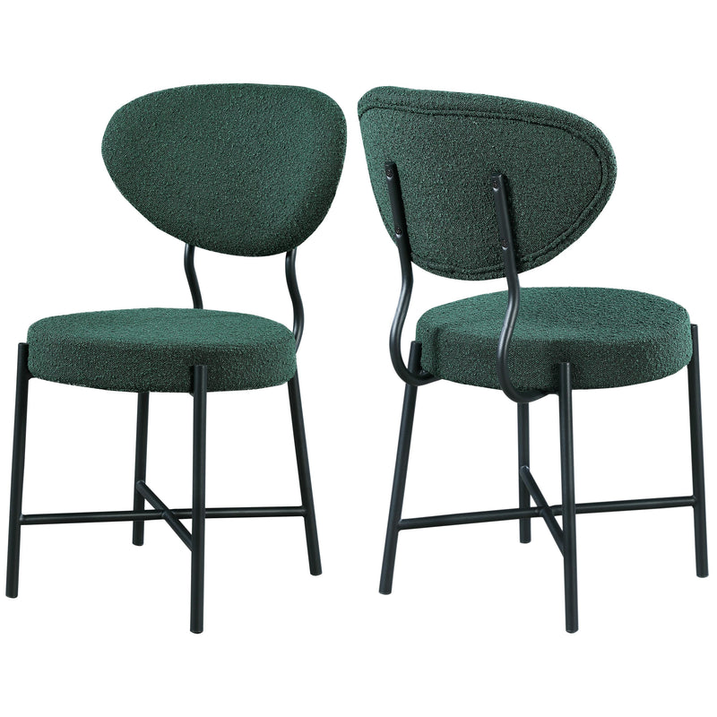 Meridian Allure Green Boucle Fabric Dining Chair IMAGE 1