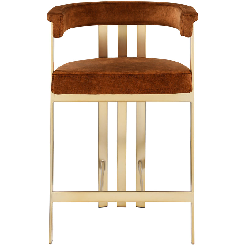 Meridian Marcello Cognac Velvet Counter Stool IMAGE 4