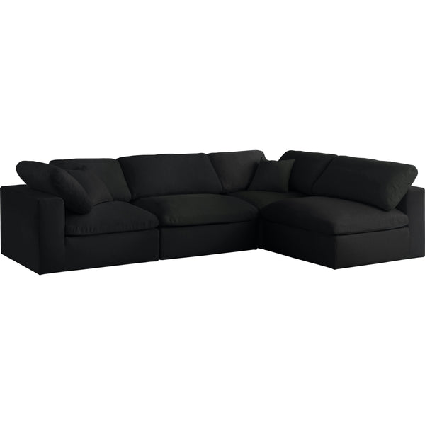 Meridian Serene Black Linen Textured Fabric Deluxe Comfort Modular Sectional IMAGE 1