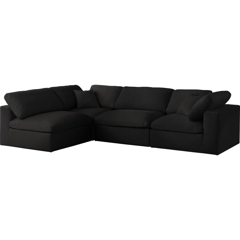 Meridian Serene Black Linen Textured Fabric Deluxe Comfort Modular Sectional IMAGE 2