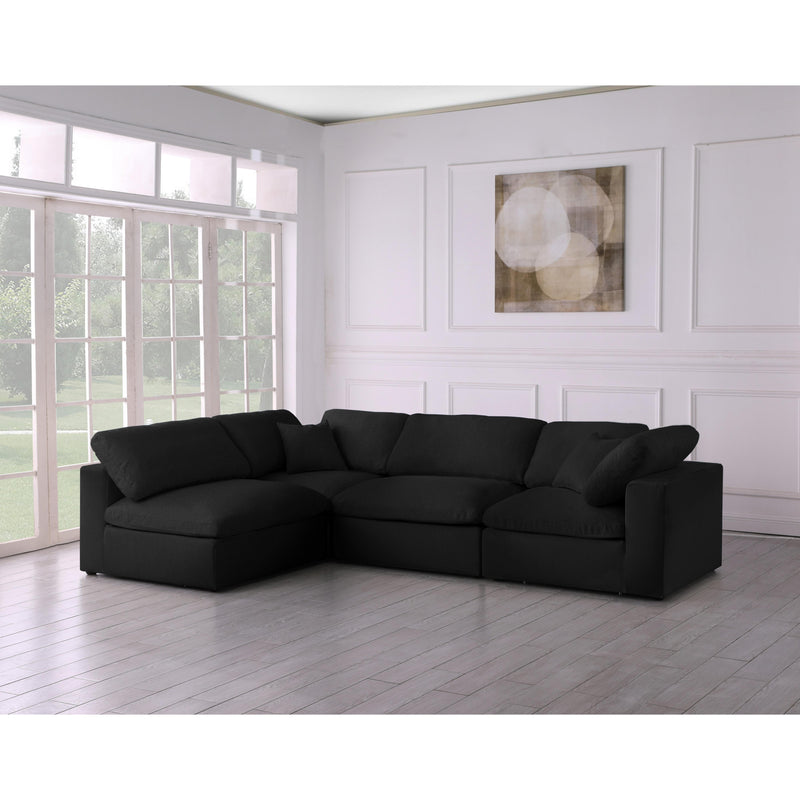 Meridian Serene Black Linen Textured Fabric Deluxe Comfort Modular Sectional IMAGE 3