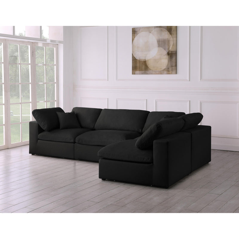 Meridian Serene Black Linen Textured Fabric Deluxe Comfort Modular Sectional IMAGE 4