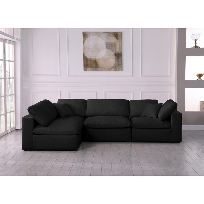 Meridian Serene Black Linen Textured Fabric Deluxe Comfort Modular Sectional IMAGE 5