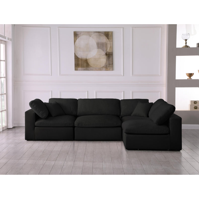 Meridian Serene Black Linen Textured Fabric Deluxe Comfort Modular Sectional IMAGE 6