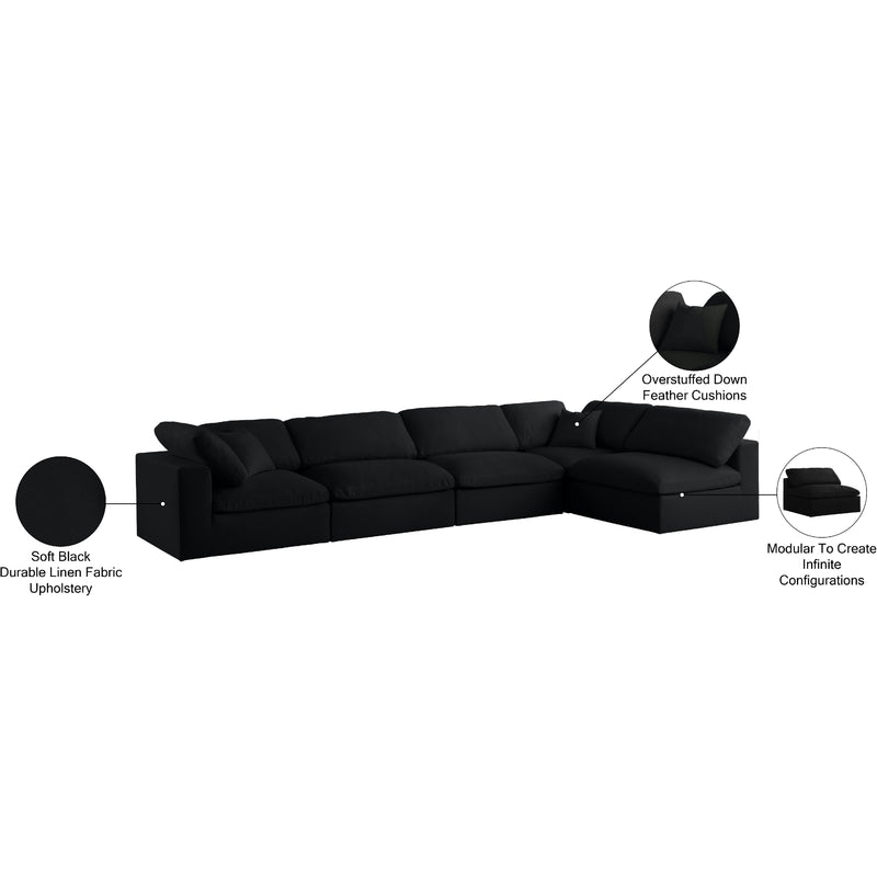 Meridian Serene Black Linen Textured Fabric Deluxe Comfort Modular Sectional IMAGE 15