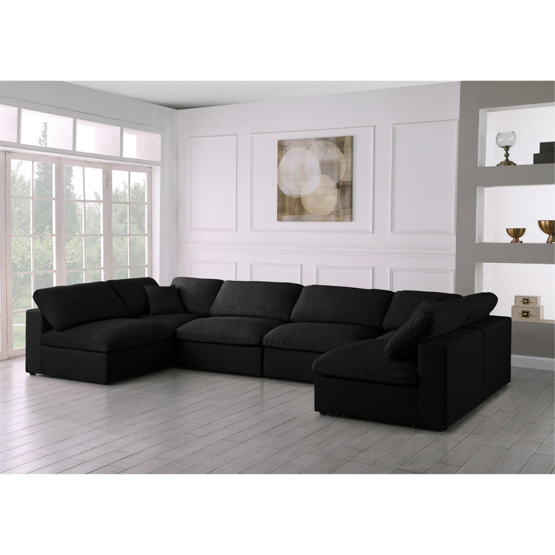 Meridian Serene Black Linen Textured Fabric Deluxe Comfort Modular Sectional IMAGE 2