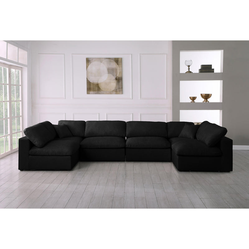 Meridian Serene Black Linen Textured Fabric Deluxe Comfort Modular Sectional IMAGE 3