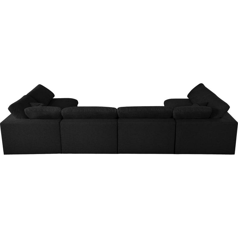 Meridian Serene Black Linen Textured Fabric Deluxe Comfort Modular Sectional IMAGE 4