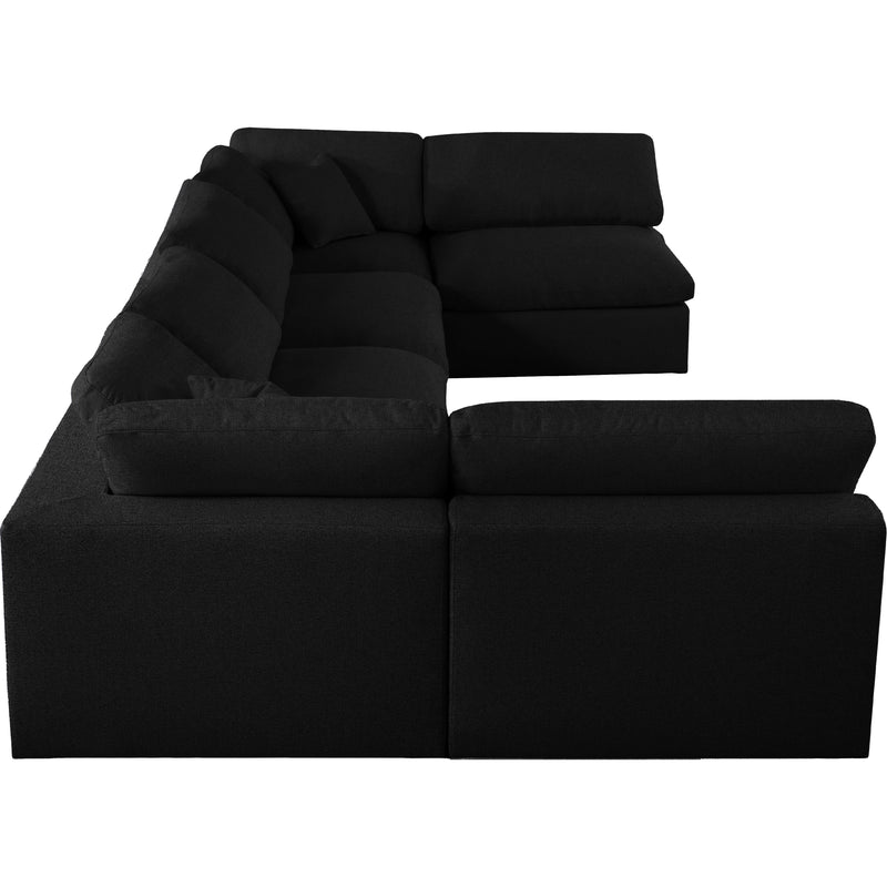 Meridian Serene Black Linen Textured Fabric Deluxe Comfort Modular Sectional IMAGE 5