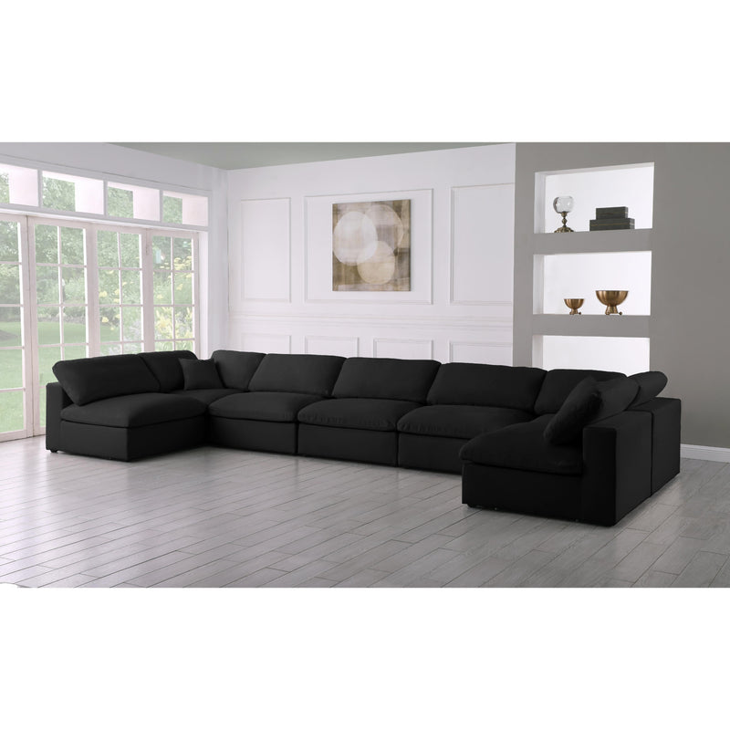 Meridian Serene Black Linen Textured Fabric Deluxe Comfort Modular Sectional IMAGE 2
