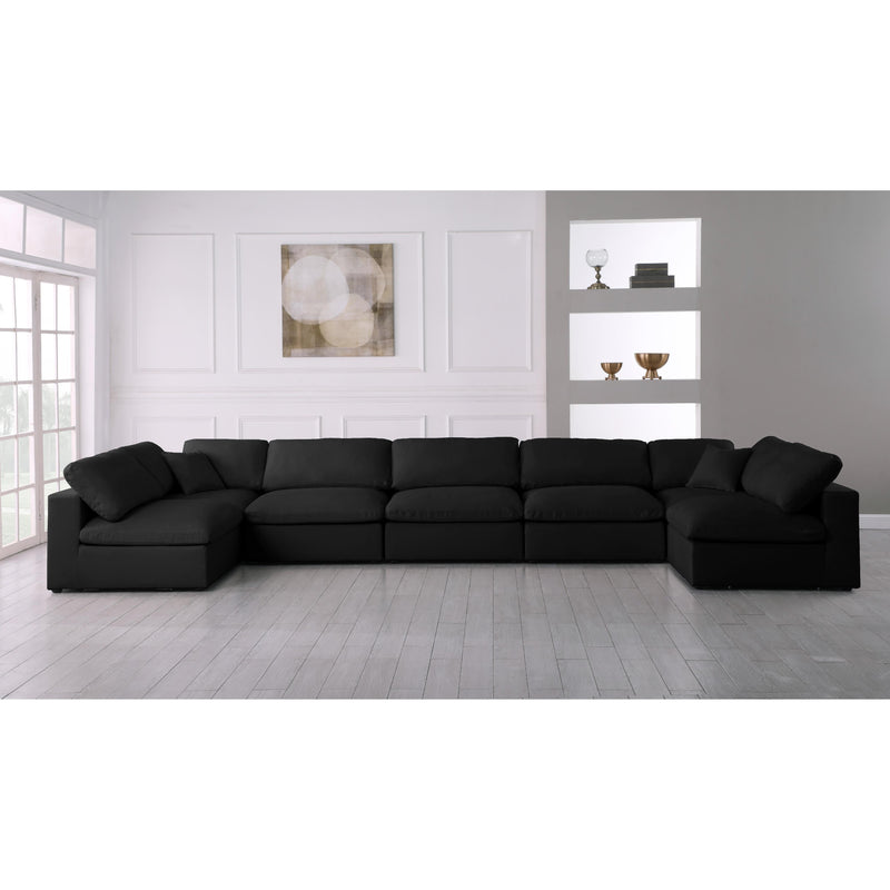 Meridian Serene Black Linen Textured Fabric Deluxe Comfort Modular Sectional IMAGE 3