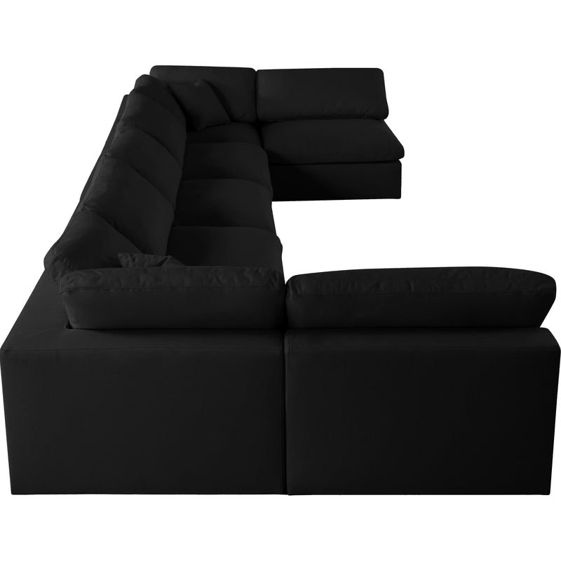 Meridian Serene Black Linen Textured Fabric Deluxe Comfort Modular Sectional IMAGE 5