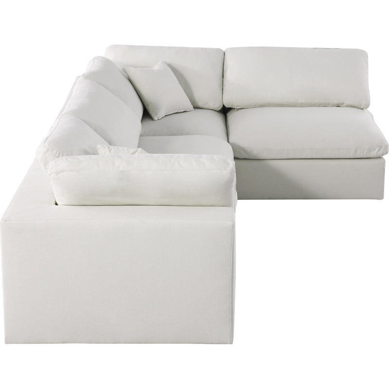 Meridian Serene Cream Linen Textured Fabric Deluxe Comfort Modular Sectional IMAGE 10