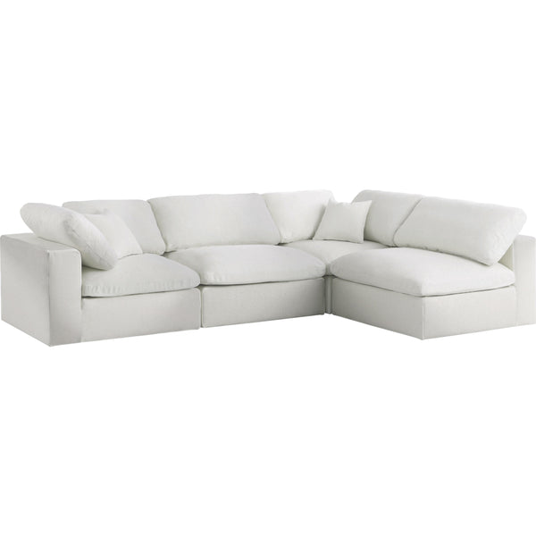 Meridian Serene Cream Linen Textured Fabric Deluxe Comfort Modular Sectional IMAGE 1