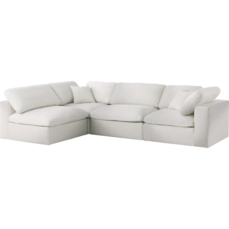 Meridian Serene Cream Linen Textured Fabric Deluxe Comfort Modular Sectional IMAGE 2