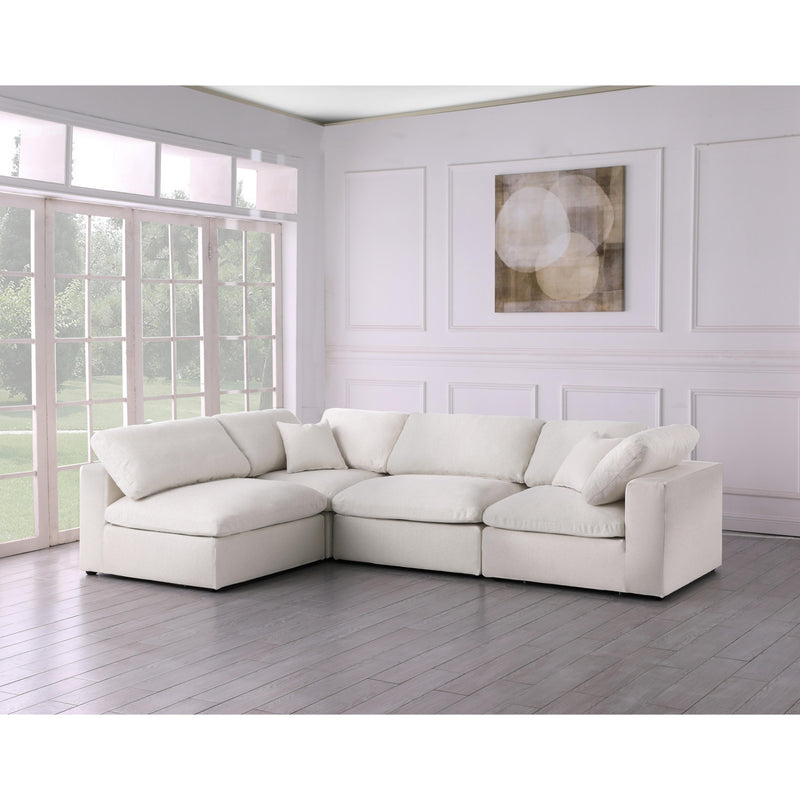 Meridian Serene Cream Linen Textured Fabric Deluxe Comfort Modular Sectional IMAGE 3