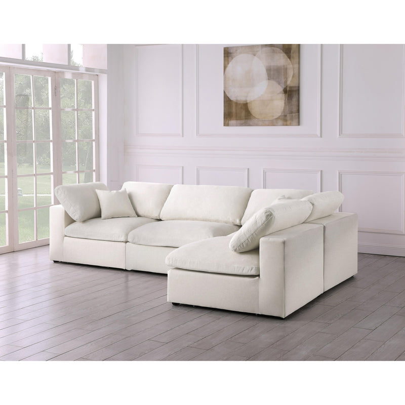 Meridian Serene Cream Linen Textured Fabric Deluxe Comfort Modular Sectional IMAGE 4