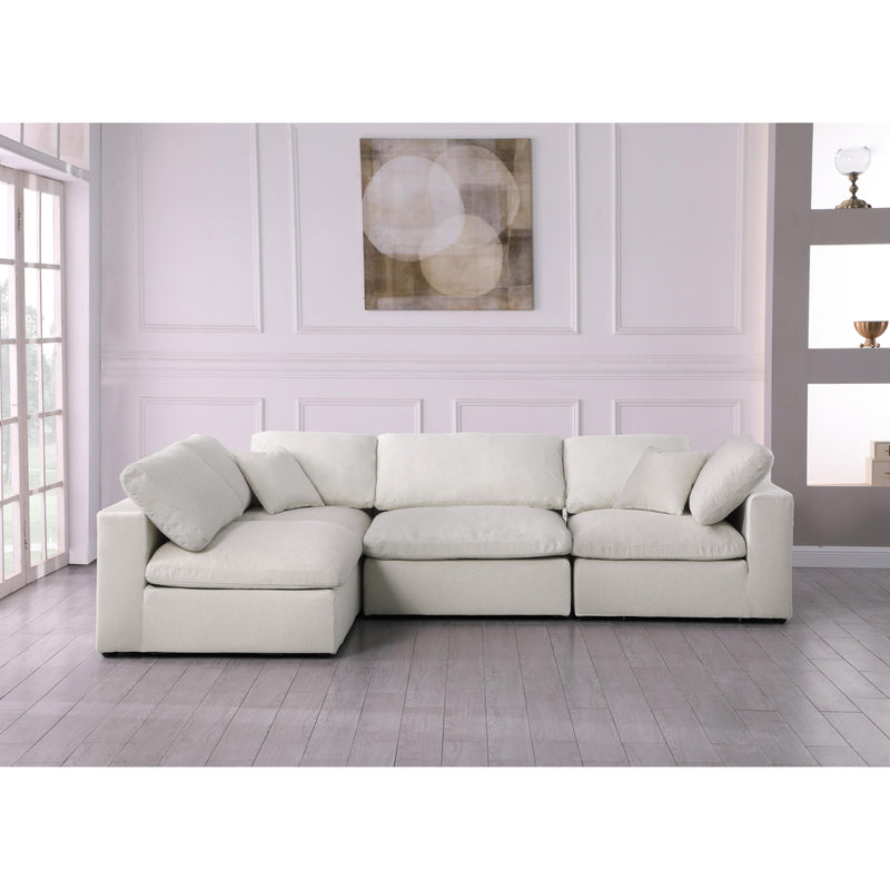 Meridian Serene Cream Linen Textured Fabric Deluxe Comfort Modular Sectional IMAGE 5