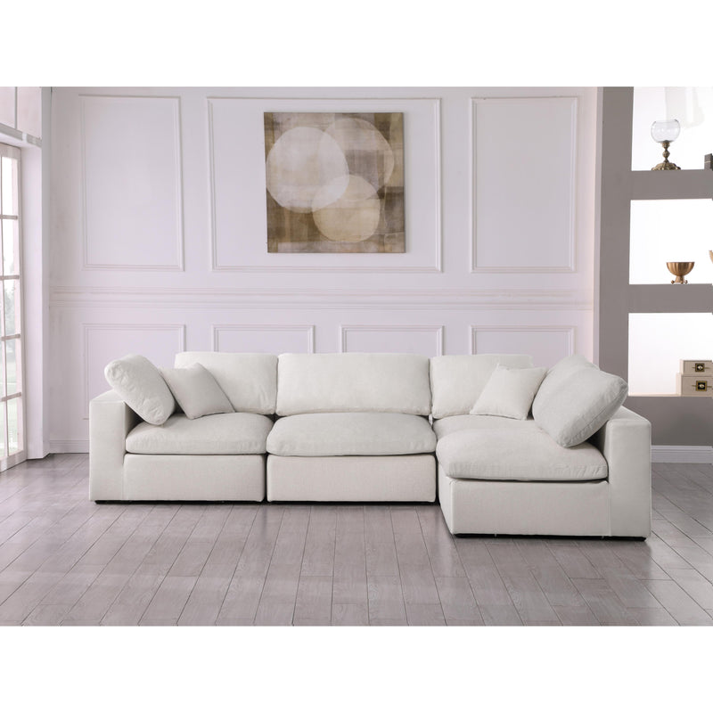 Meridian Serene Cream Linen Textured Fabric Deluxe Comfort Modular Sectional IMAGE 6