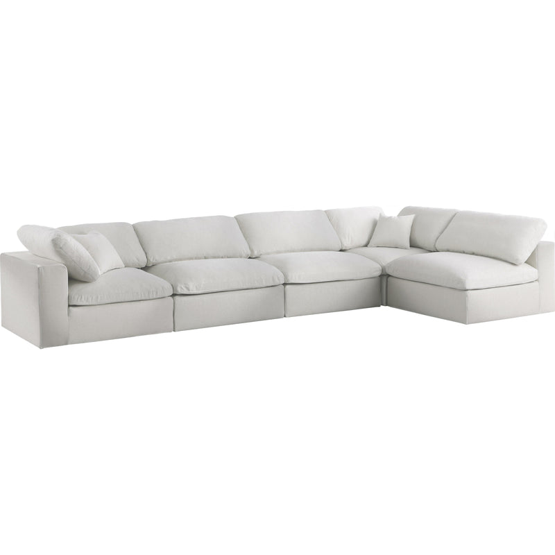 Meridian Serene Cream Linen Textured Fabric Deluxe Comfort Modular Sectional IMAGE 1