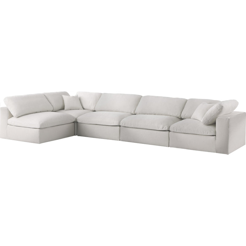 Meridian Serene Cream Linen Textured Fabric Deluxe Comfort Modular Sectional IMAGE 2