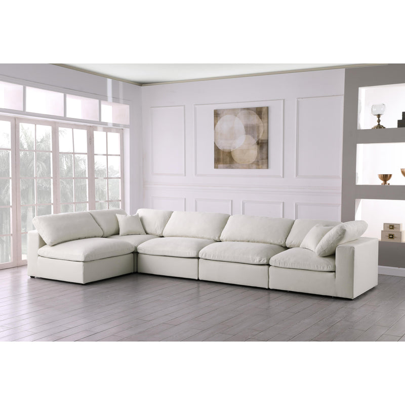 Meridian Serene Cream Linen Textured Fabric Deluxe Comfort Modular Sectional IMAGE 3