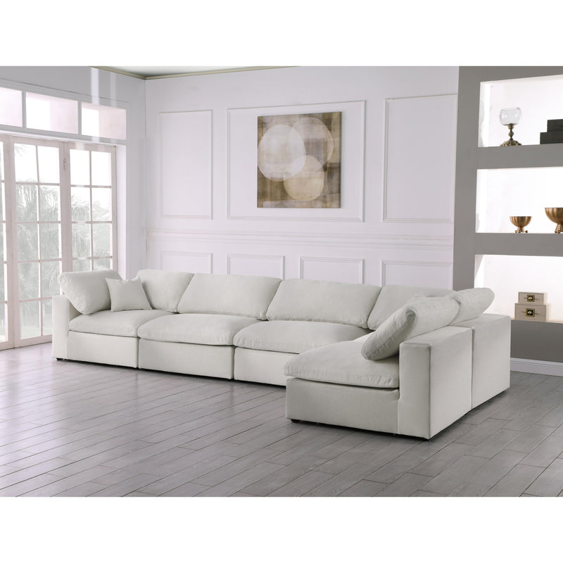 Meridian Serene Cream Linen Textured Fabric Deluxe Comfort Modular Sectional IMAGE 4