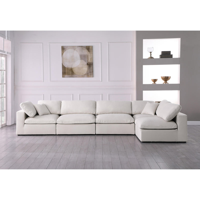 Meridian Serene Cream Linen Textured Fabric Deluxe Comfort Modular Sectional IMAGE 5