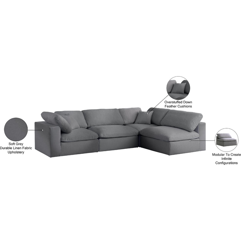 Meridian Serene Grey Linen Textured Fabric Deluxe Comfort Modular Sectional IMAGE 15
