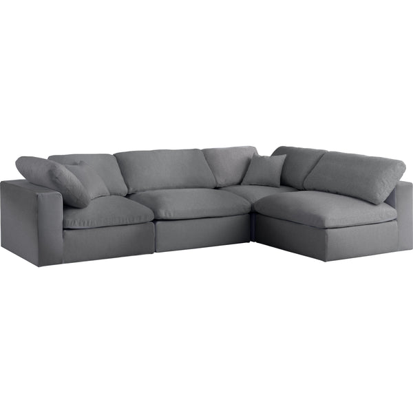 Meridian Serene Grey Linen Textured Fabric Deluxe Comfort Modular Sectional IMAGE 1