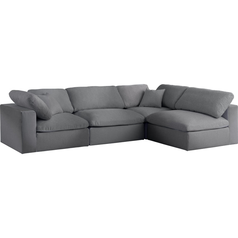 Meridian Serene Grey Linen Textured Fabric Deluxe Comfort Modular Sectional IMAGE 1