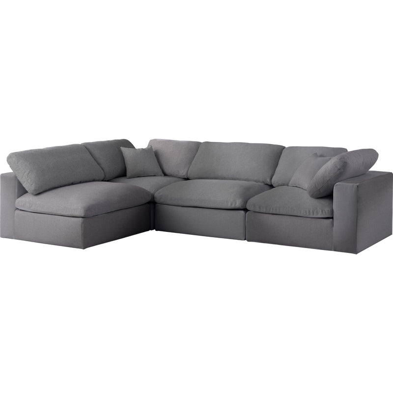 Meridian Serene Grey Linen Textured Fabric Deluxe Comfort Modular Sectional IMAGE 2