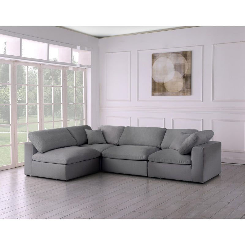 Meridian Serene Grey Linen Textured Fabric Deluxe Comfort Modular Sectional IMAGE 3