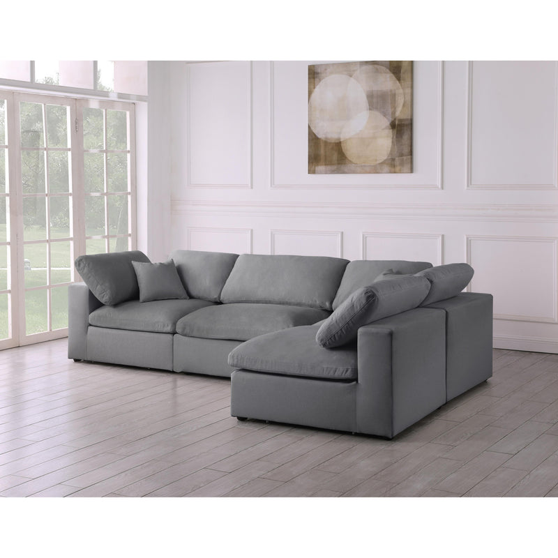 Meridian Serene Grey Linen Textured Fabric Deluxe Comfort Modular Sectional IMAGE 4