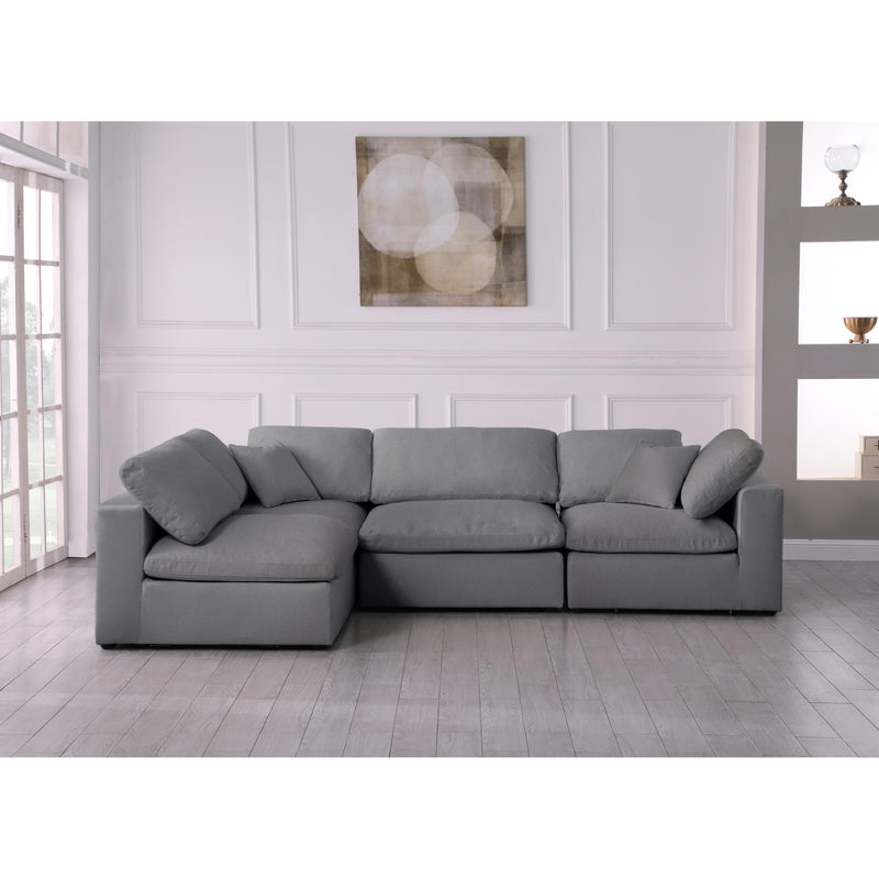 Meridian Serene Grey Linen Textured Fabric Deluxe Comfort Modular Sectional IMAGE 5