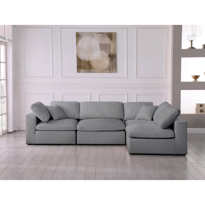 Meridian Serene Grey Linen Textured Fabric Deluxe Comfort Modular Sectional IMAGE 6