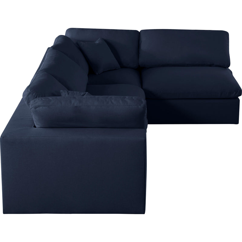 Meridian Serene Navy Linen Textured Fabric Deluxe Comfort Modular Sectional IMAGE 10