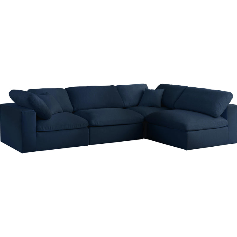 Meridian Serene Navy Linen Textured Fabric Deluxe Comfort Modular Sectional IMAGE 1