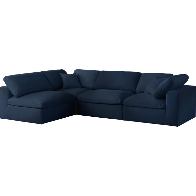 Meridian Serene Navy Linen Textured Fabric Deluxe Comfort Modular Sectional IMAGE 2