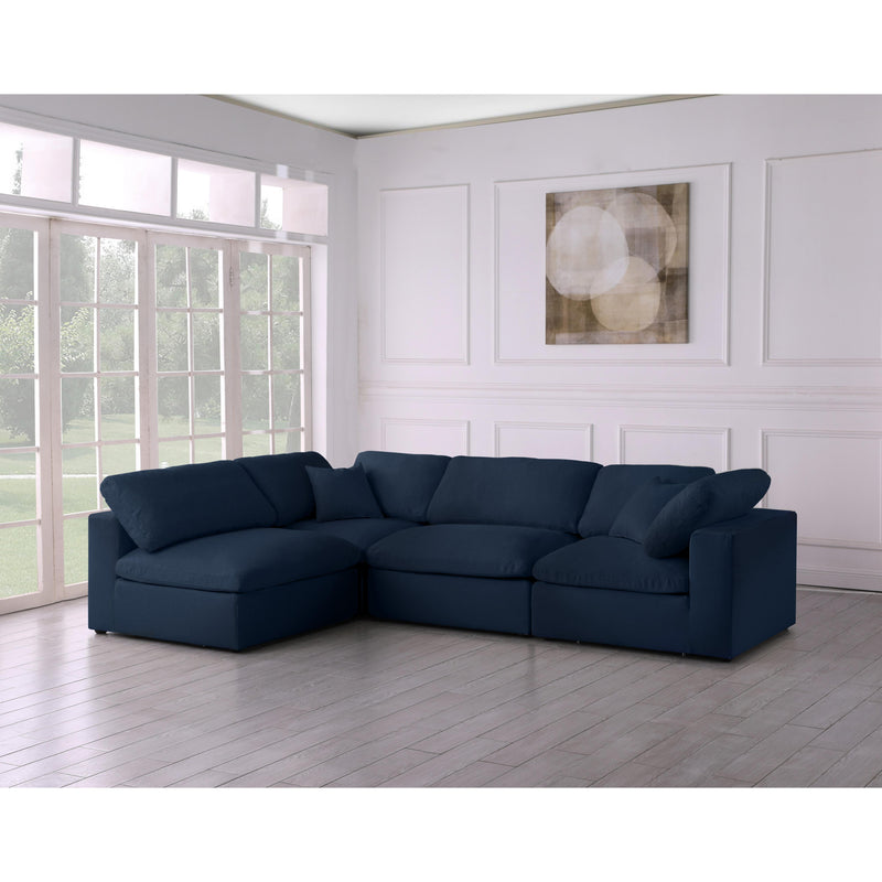 Meridian Serene Navy Linen Textured Fabric Deluxe Comfort Modular Sectional IMAGE 3