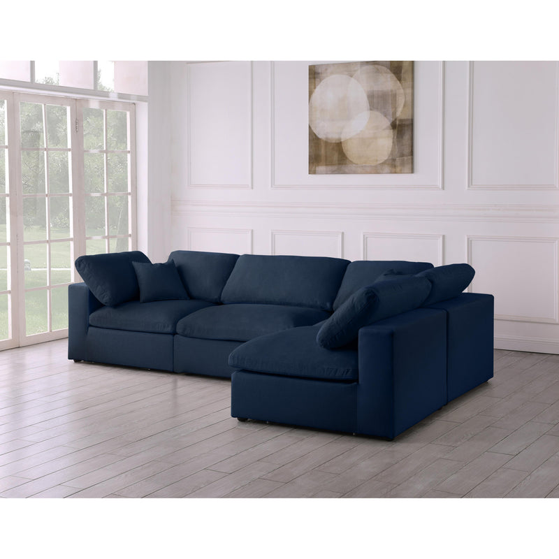 Meridian Serene Navy Linen Textured Fabric Deluxe Comfort Modular Sectional IMAGE 4