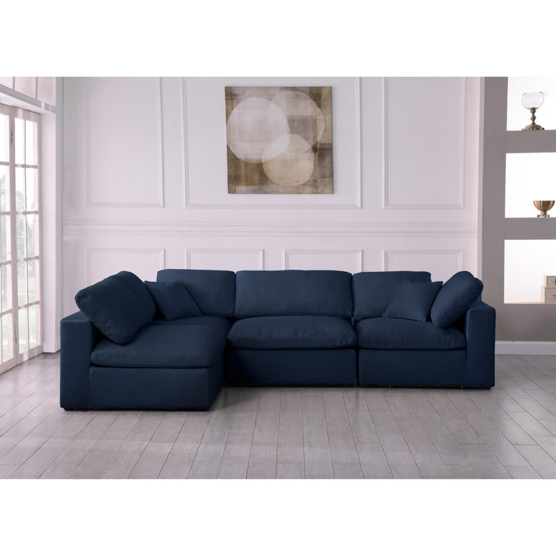 Meridian Serene Navy Linen Textured Fabric Deluxe Comfort Modular Sectional IMAGE 5