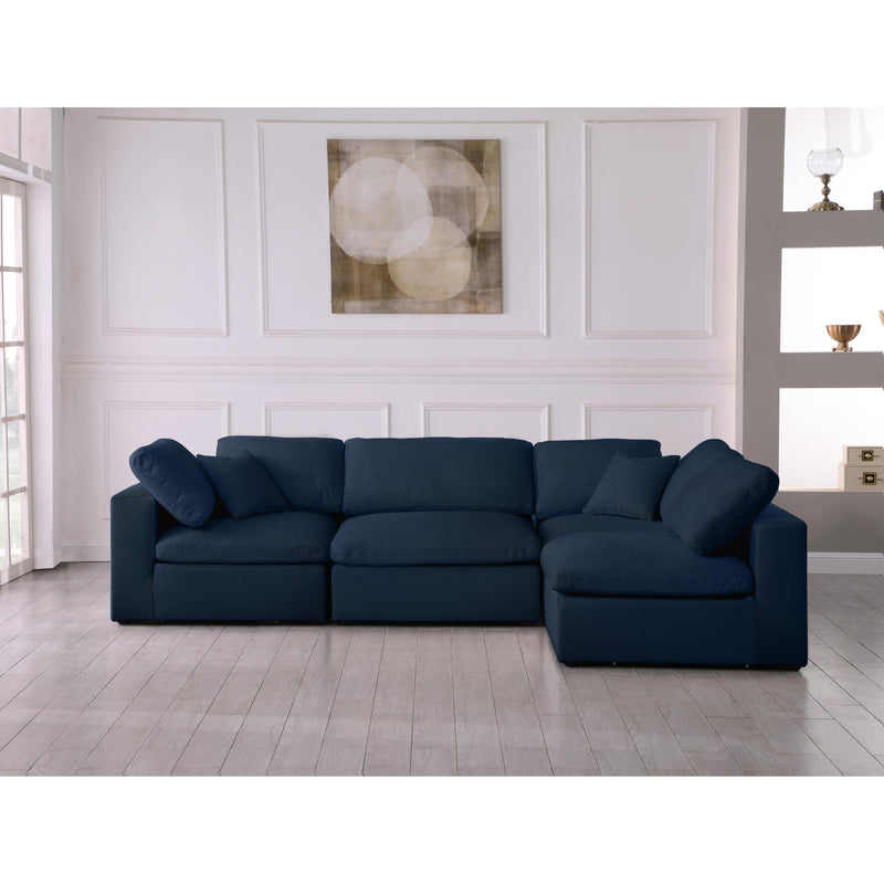 Meridian Serene Navy Linen Textured Fabric Deluxe Comfort Modular Sectional IMAGE 6