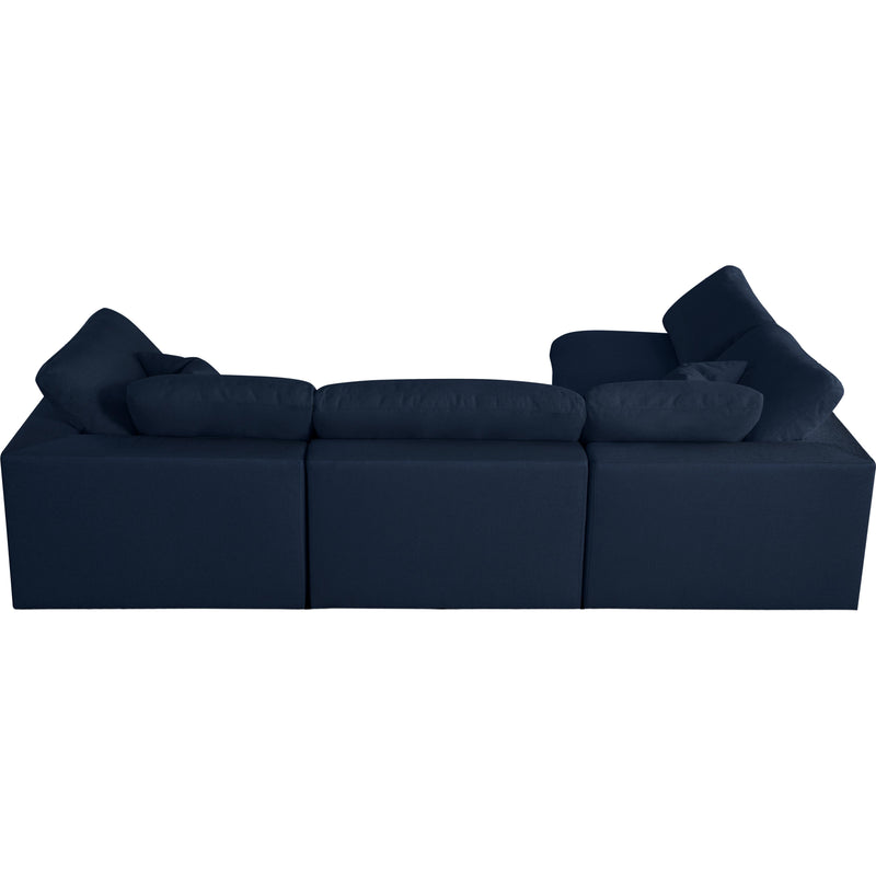 Meridian Serene Navy Linen Textured Fabric Deluxe Comfort Modular Sectional IMAGE 7