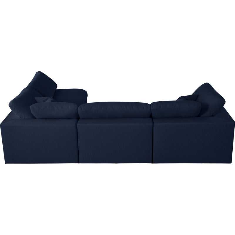 Meridian Serene Navy Linen Textured Fabric Deluxe Comfort Modular Sectional IMAGE 8