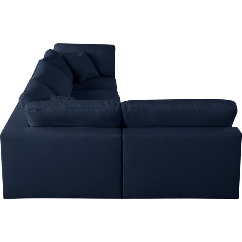 Meridian Serene Navy Linen Textured Fabric Deluxe Comfort Modular Sectional IMAGE 9