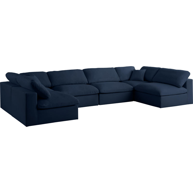 Meridian Serene Navy Linen Textured Fabric Deluxe Comfort Modular Sectional IMAGE 1