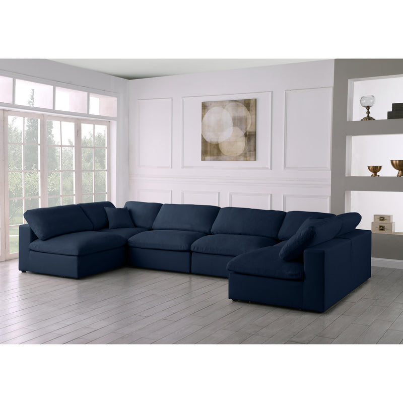 Meridian Serene Navy Linen Textured Fabric Deluxe Comfort Modular Sectional IMAGE 2