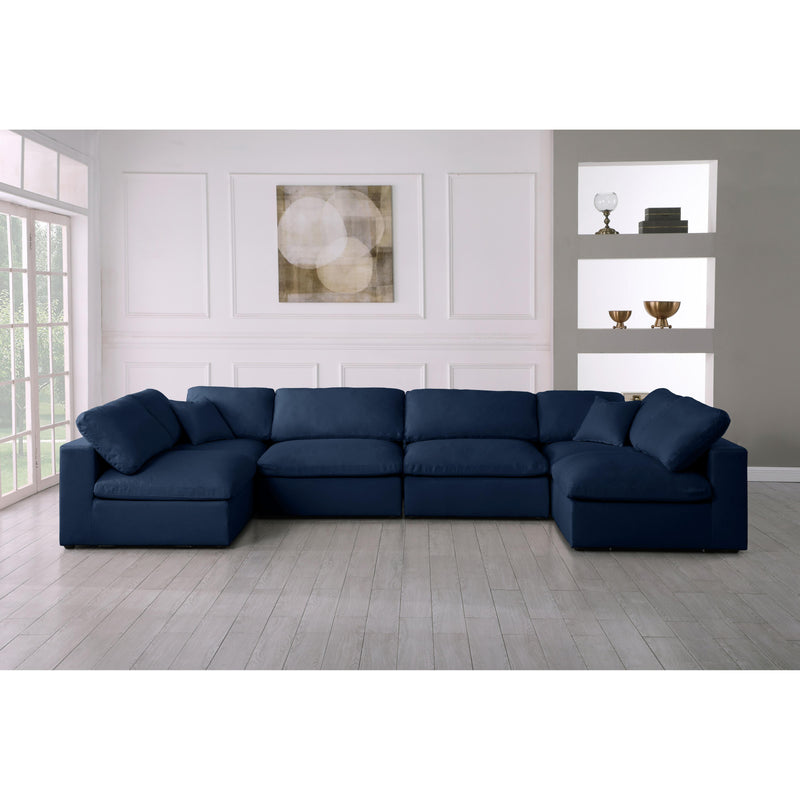 Meridian Serene Navy Linen Textured Fabric Deluxe Comfort Modular Sectional IMAGE 3